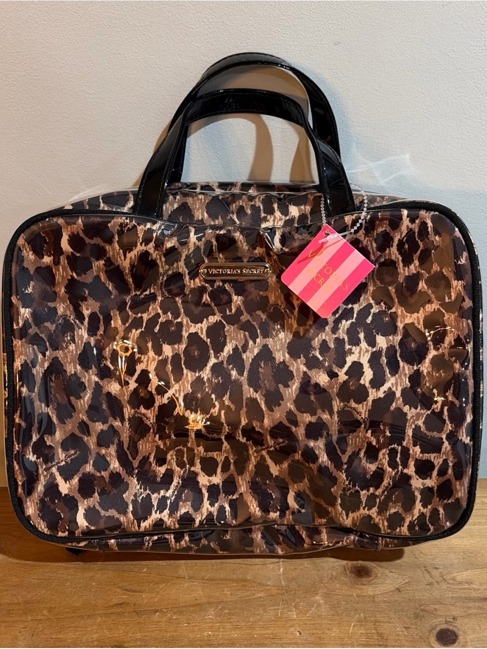 Victoria's Secret Leopard Print Clear Travel Bag - Black & Brown Y2K NWT